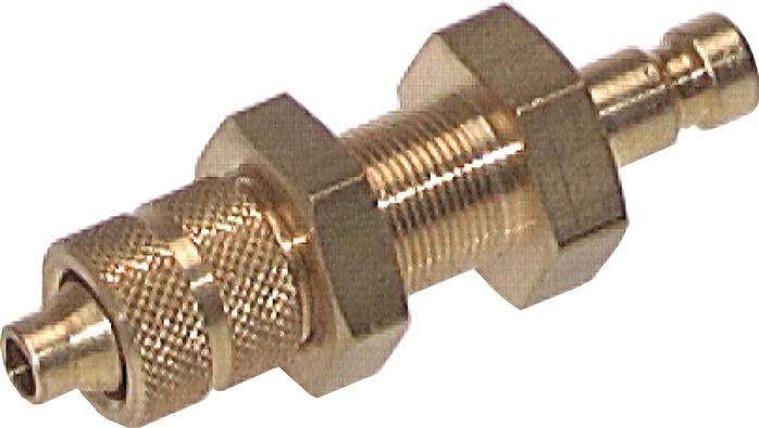 Exemplary representation: Coupling plug with union nut & bulkhead thread, brass