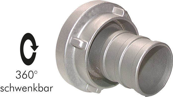 Exemplary representation: Storz coupling with hose socket, swivelling, 1.4581